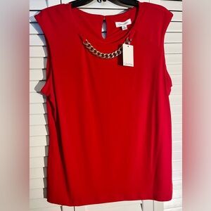 NWT Calvin Klein “Red Dare” shell shirt sleeveless top. Sz XL.